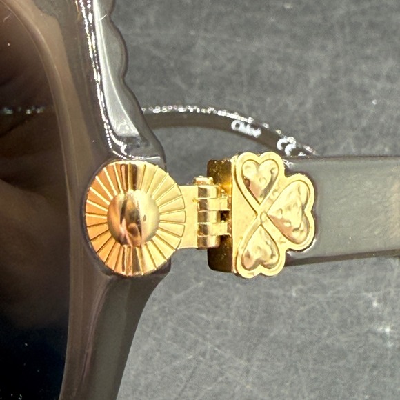 Chloe Sunglasses Women CE749S Round Oversized Gray Gold Heart Boho Frames Only main image 4